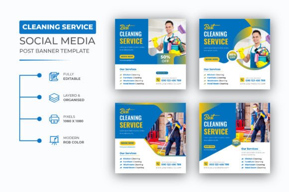 Clean & Creative Professional Social Media Posts for Cleaning Services