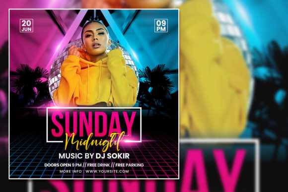 Design Your Ultimate Sunday Midnight Party Social Media Post