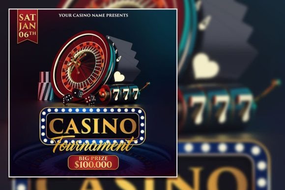 Win Big Online: Casino Tournament Social Media Post Design